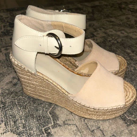 Marc Fisher Cream Espadrille Sandals with Ankle Strap - Picture 1 of 6